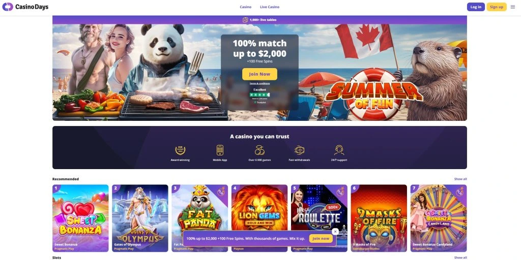 Casinodays Casino Screen